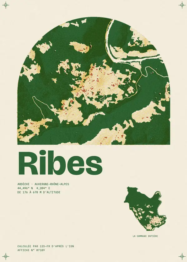 Affiche de Ribes, calculée par 123-fr d'après l'IGN