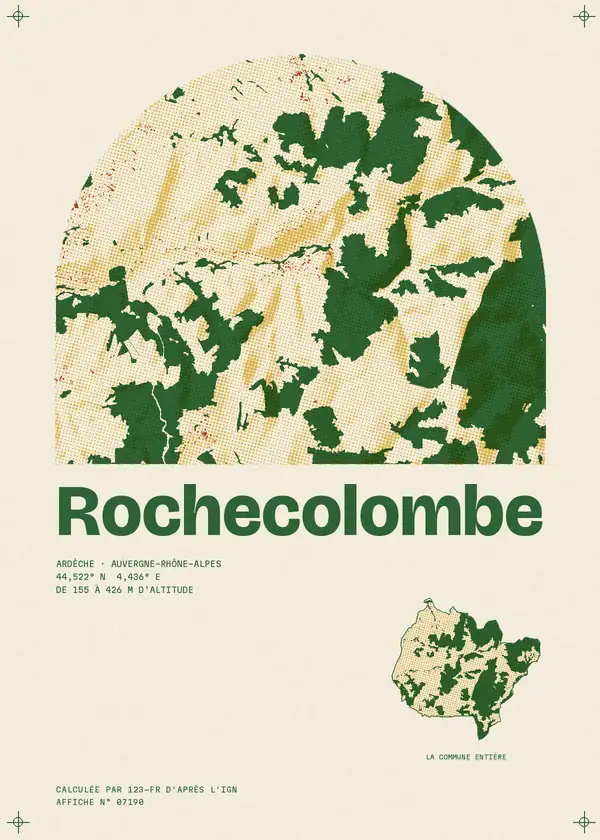 Affiche de Rochecolombe, calculée par 123-fr d'après l'IGN