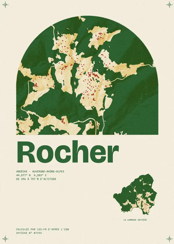 Affiche de Rocher, calculée par 123-fr d'après l'IGN