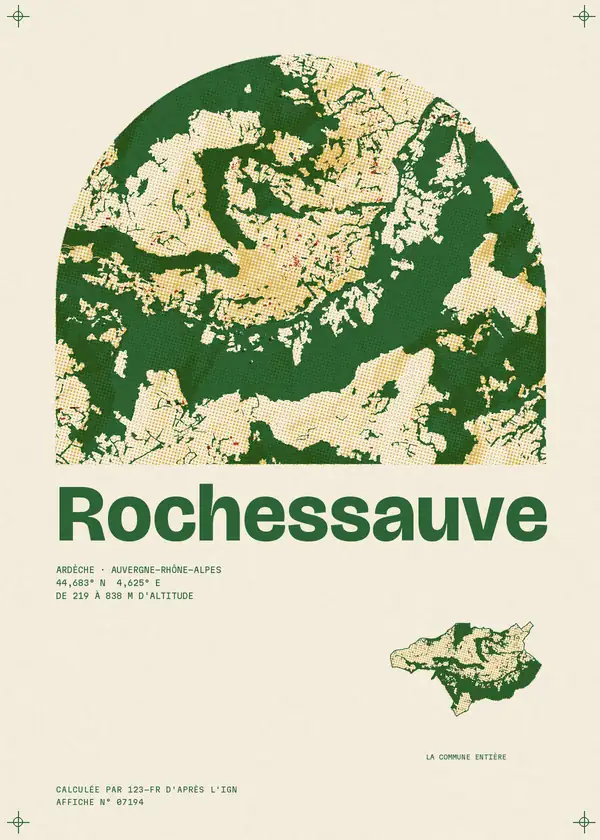 Affiche de Rochessauve, calculée par 123-fr d'après l'IGN