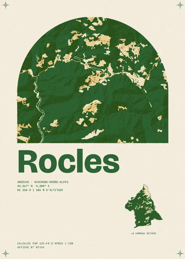 Affiche de Rocles, calculée par 123-fr d'après l'IGN