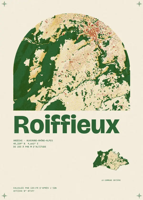 Affiche de Roiffieux, calculée par 123-fr d'après l'IGN