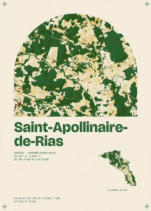 Affiche de Saint-Apollinaire-de-Rias, calculée par 123-fr d'après l'IGN