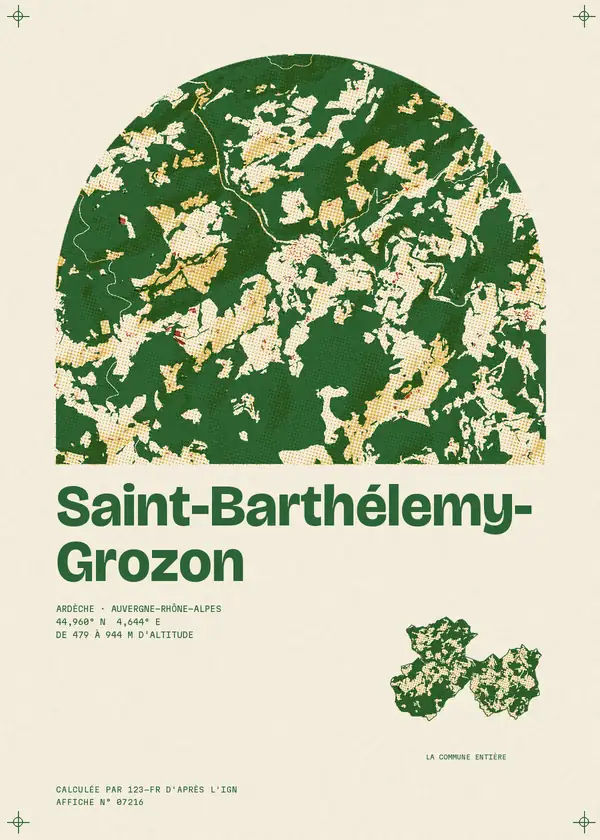 Affiche de Saint-Barthélemy-Grozon, calculée par 123-fr d'après l'IGN