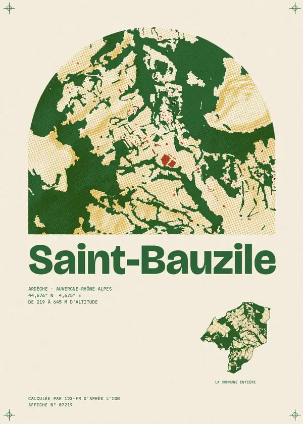 Affiche de Saint-Bauzile, calculée par 123-fr d'après l'IGN