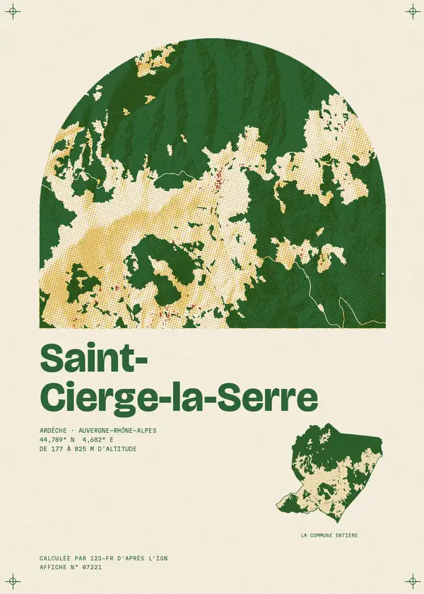 Affiche de Saint-Cierge-la-Serre, calculée par 123-fr d'après l'IGN