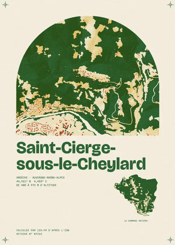 Affiche de Saint-Cierge-sous-le-Cheylard, calculée par 123-fr d'après l'IGN