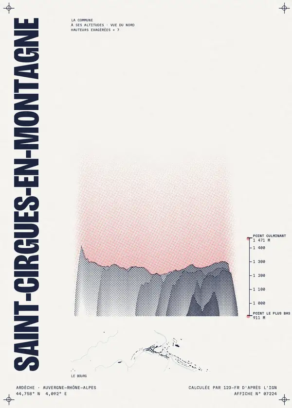 Affiche de Saint-Cirgues-en-Montagne, calculée par 123-fr d'après l'IGN