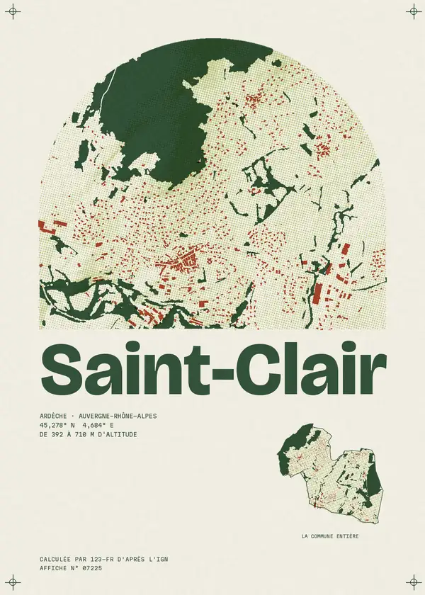 Affiche de Saint-Clair, calculée par 123-fr d'après l'IGN
