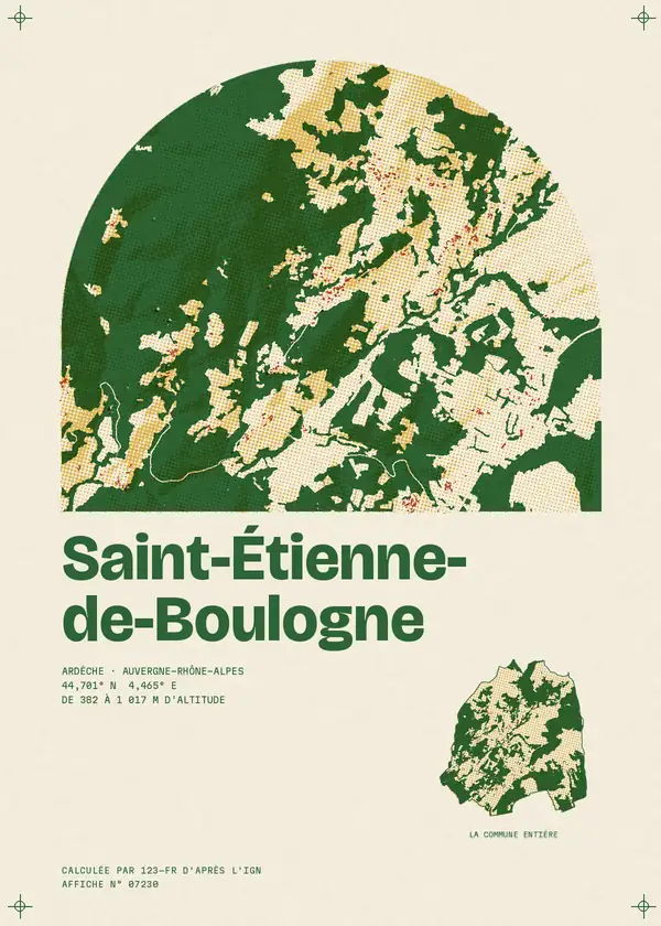 Affiche de Saint-Étienne-de-Boulogne, calculée par 123-fr d'après l'IGN