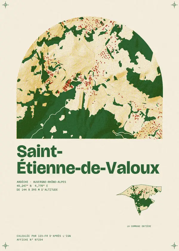 Affiche de Saint-Étienne-de-Valoux, calculée par 123-fr d'après l'IGN