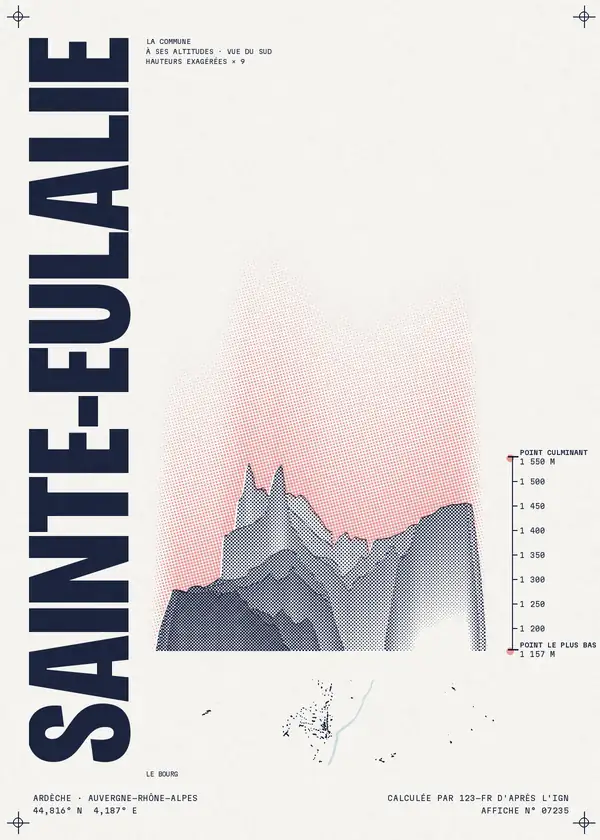 Affiche de Sainte-Eulalie, calculée par 123-fr d'après l'IGN