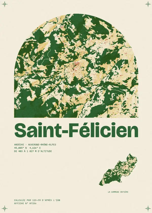 Affiche de Saint-Félicien, calculée par 123-fr d'après l'IGN