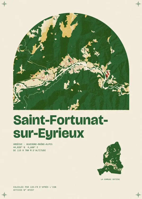 Affiche de Saint-Fortunat-sur-Eyrieux, calculée par 123-fr d'après l'IGN