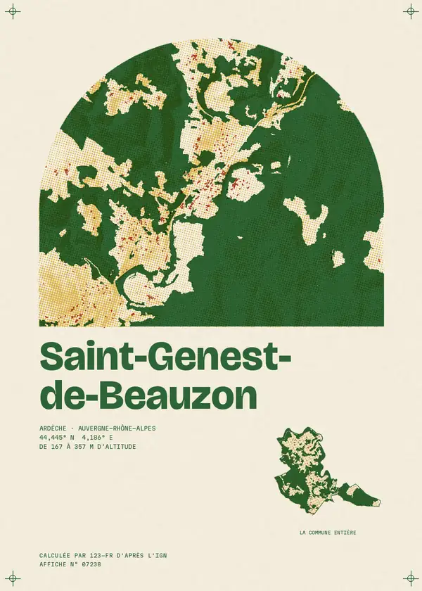 Affiche de Saint-Genest-de-Beauzon, calculée par 123-fr d'après l'IGN