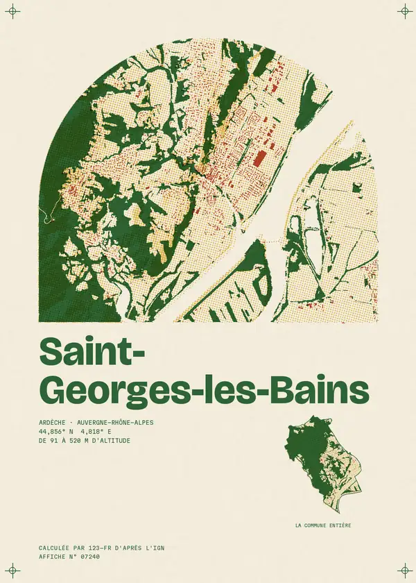 Affiche de Saint-Georges-les-Bains, calculée par 123-fr d'après l'IGN