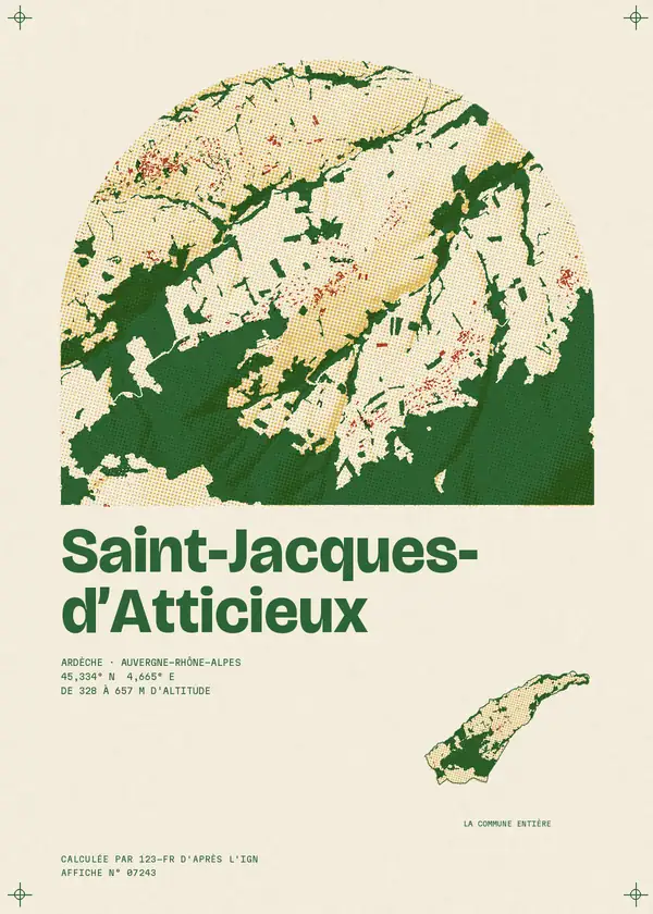 Affiche de Saint-Jacques-d'Atticieux, calculée par 123-fr d'après l'IGN