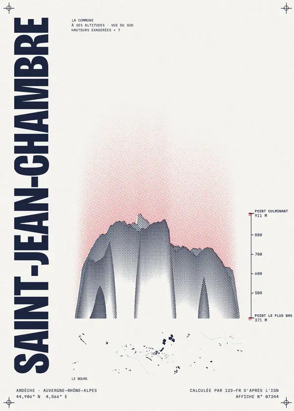 Affiche de Saint-Jean-Chambre, calculée par 123-fr d'après l'IGN