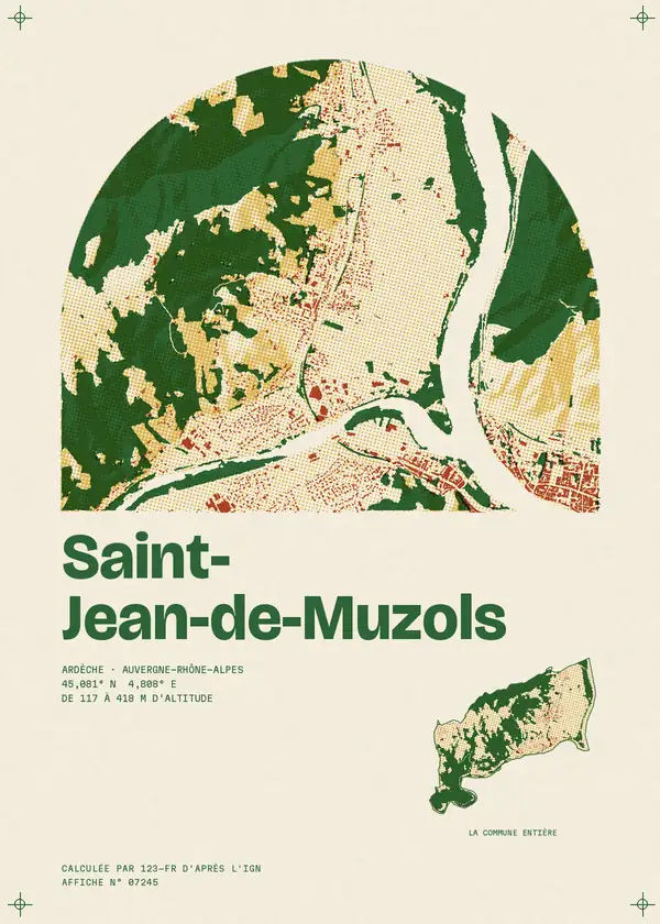 Affiche de Saint-Jean-de-Muzols, calculée par 123-fr d'après l'IGN