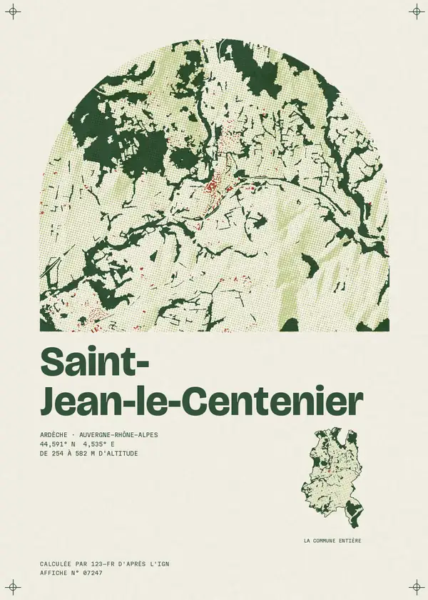 Affiche de Saint-Jean-le-Centenier, calculée par 123-fr d'après l'IGN