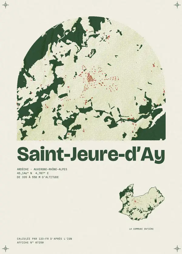 Affiche de Saint-Jeure-d'Ay, calculée par 123-fr d'après l'IGN