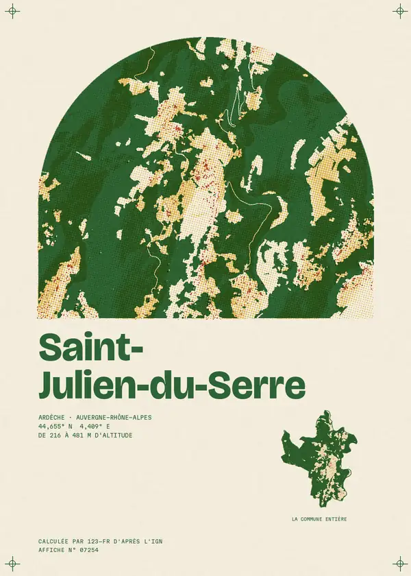 Affiche de Saint-Julien-du-Serre, calculée par 123-fr d'après l'IGN