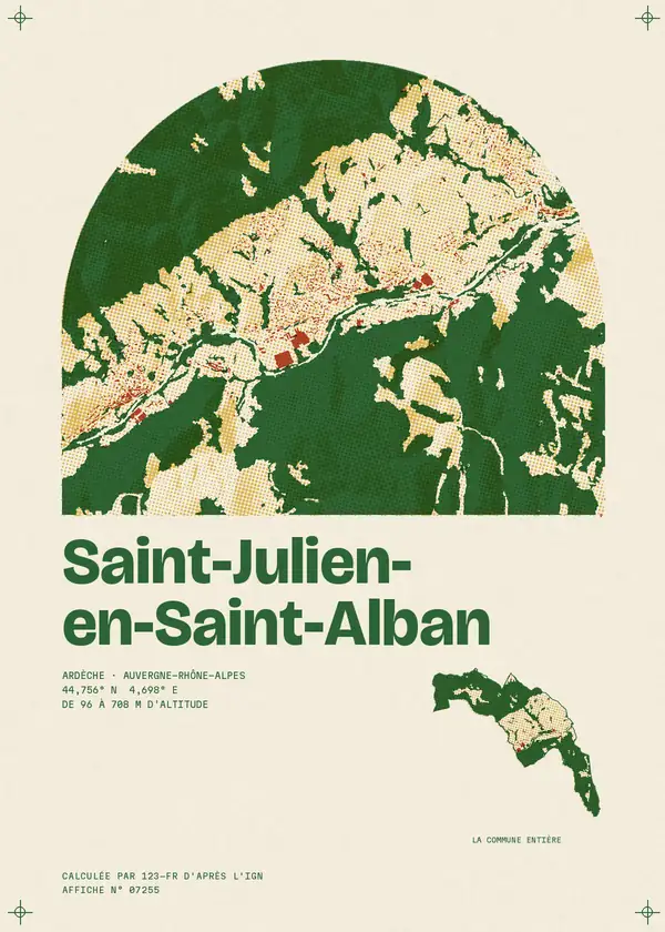 Affiche de Saint-Julien-en-Saint-Alban, calculée par 123-fr d'après l'IGN