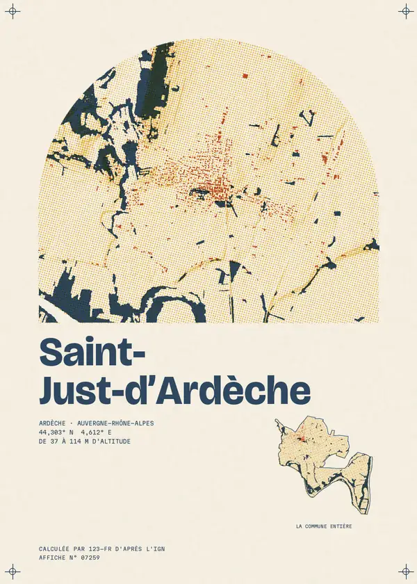Affiche de Saint-Just-d'Ardèche, calculée par 123-fr d'après l'IGN