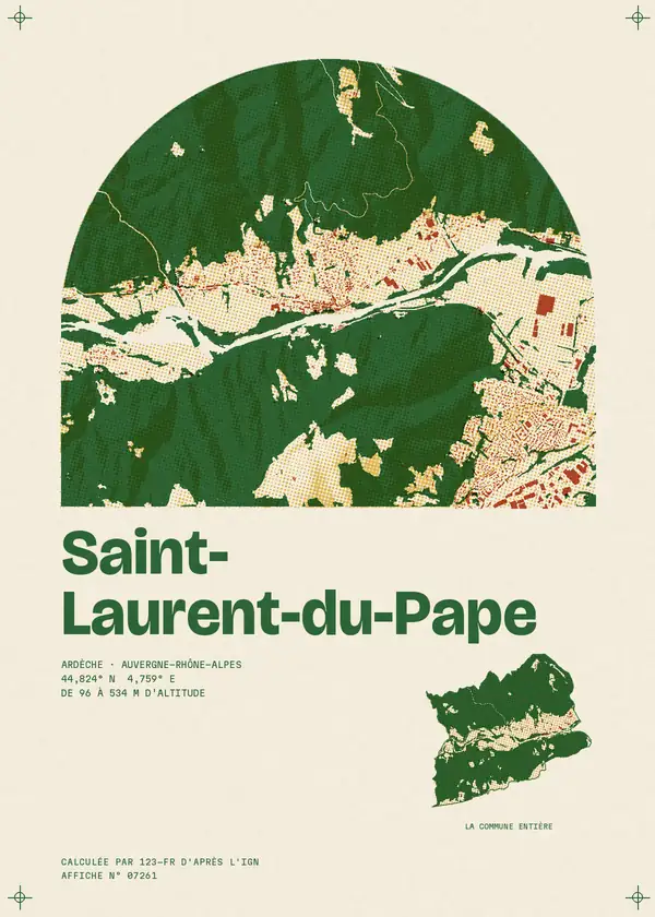 Affiche de Saint-Laurent-du-Pape, calculée par 123-fr d'après l'IGN