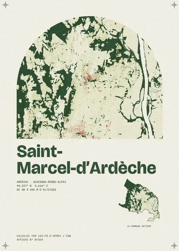 Affiche de Saint-Marcel-d'Ardèche, calculée par 123-fr d'après l'IGN