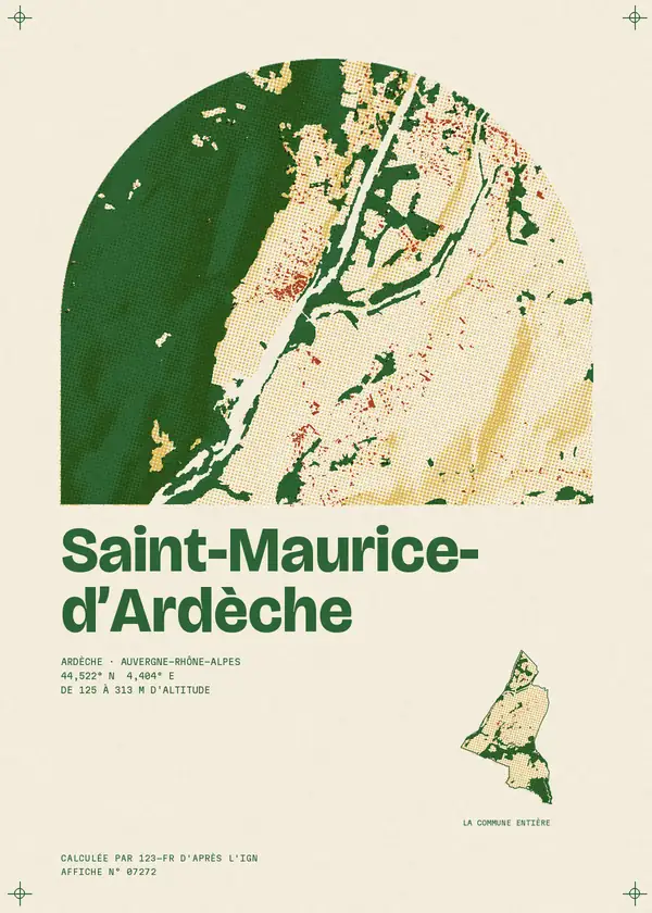Affiche de Saint-Maurice-d'Ardèche, calculée par 123-fr d'après l'IGN