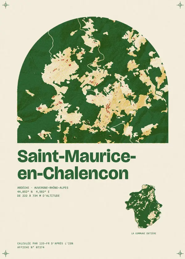 Affiche de Saint-Maurice-en-Chalencon, calculée par 123-fr d'après l'IGN