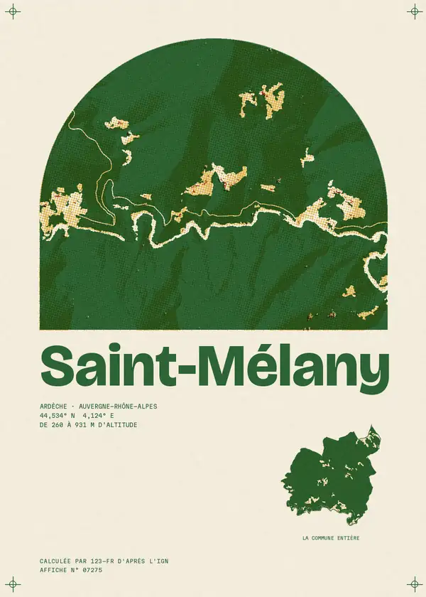 Affiche de Saint-Mélany, calculée par 123-fr d'après l'IGN