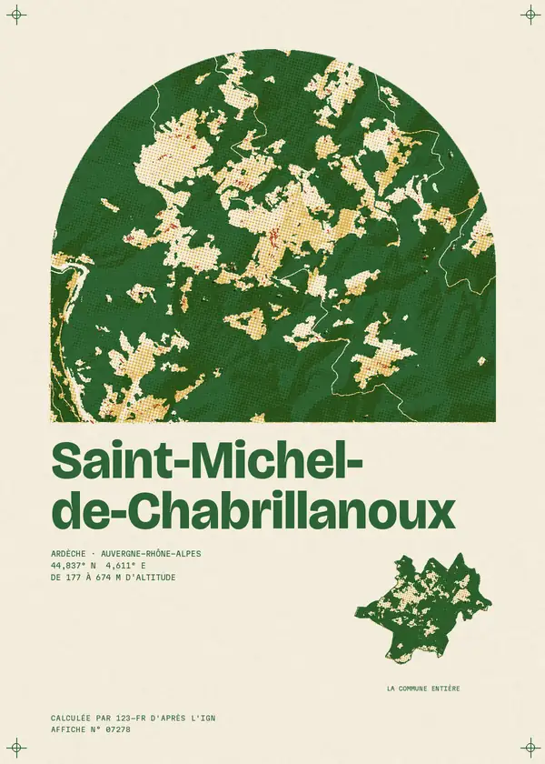 Affiche de Saint-Michel-de-Chabrillanoux, calculée par 123-fr d'après l'IGN