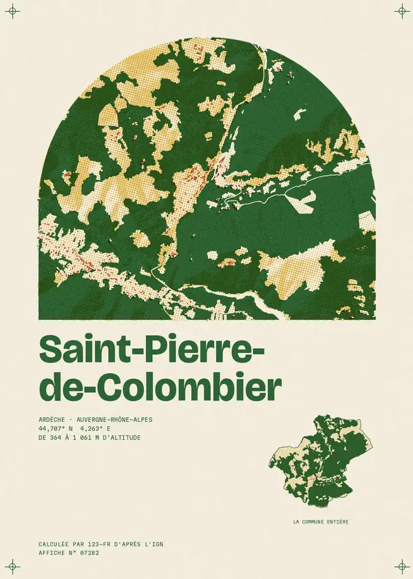 Affiche de Saint-Pierre-de-Colombier, calculée par 123-fr d'après l'IGN