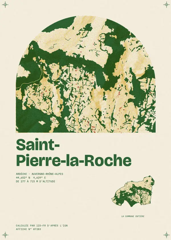 Affiche de Saint-Pierre-la-Roche, calculée par 123-fr d'après l'IGN
