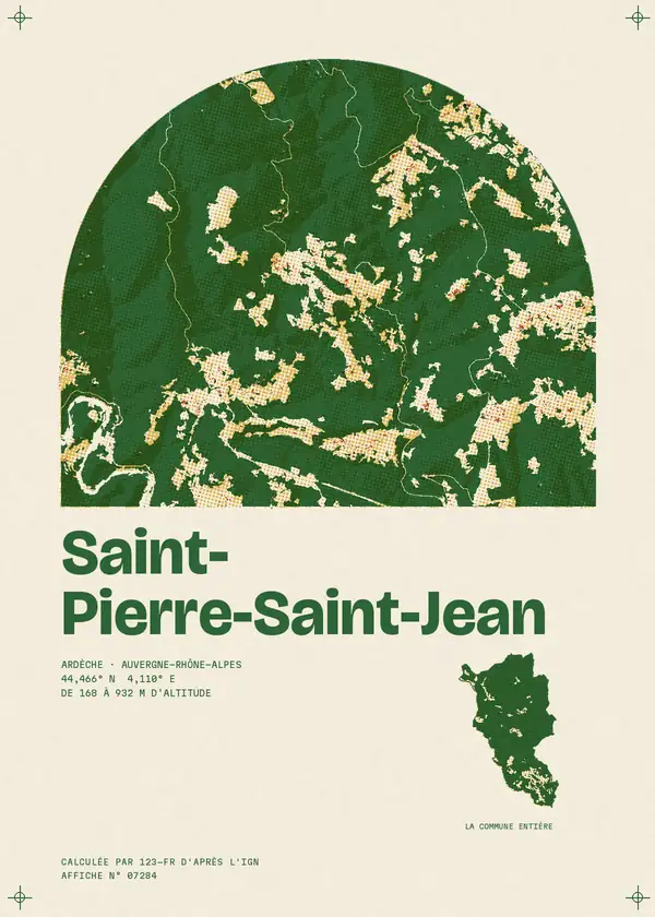 Affiche de Saint-Pierre-Saint-Jean, calculée par 123-fr d'après l'IGN