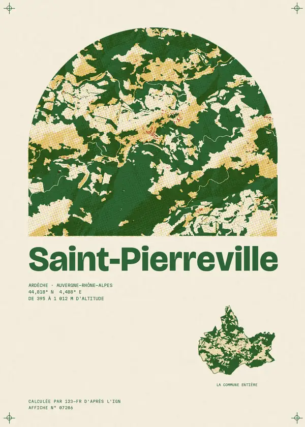Affiche de Saint-Pierreville, calculée par 123-fr d'après l'IGN