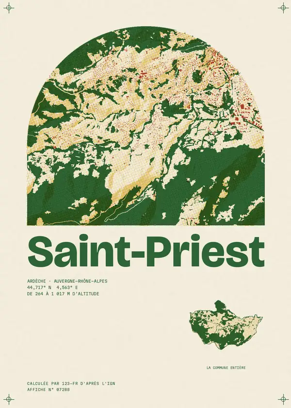 Affiche de Saint-Priest, calculée par 123-fr d'après l'IGN