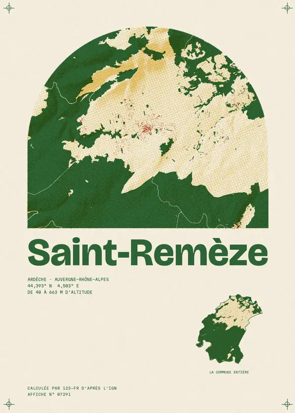 Affiche de Saint-Remèze, calculée par 123-fr d'après l'IGN
