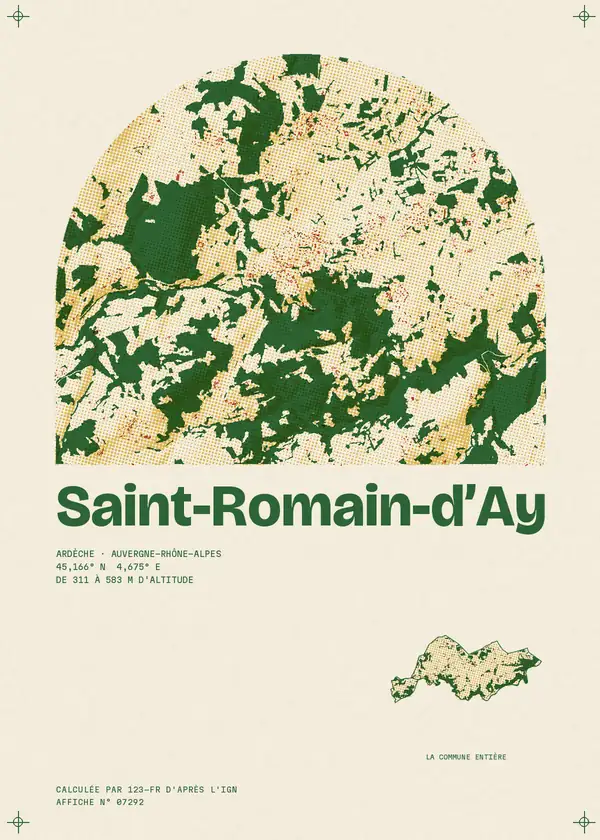 Affiche de Saint-Romain-d'Ay, calculée par 123-fr d'après l'IGN