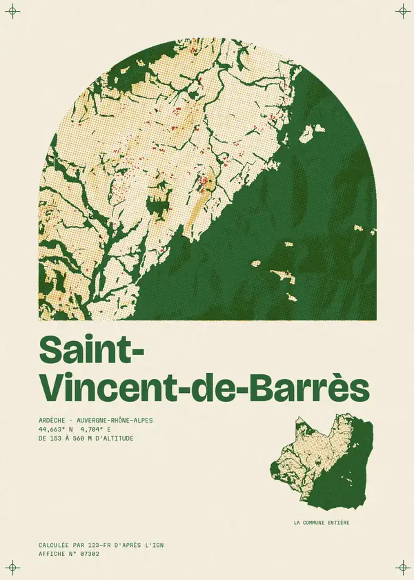 Affiche de Saint-Vincent-de-Barrès, calculée par 123-fr d'après l'IGN