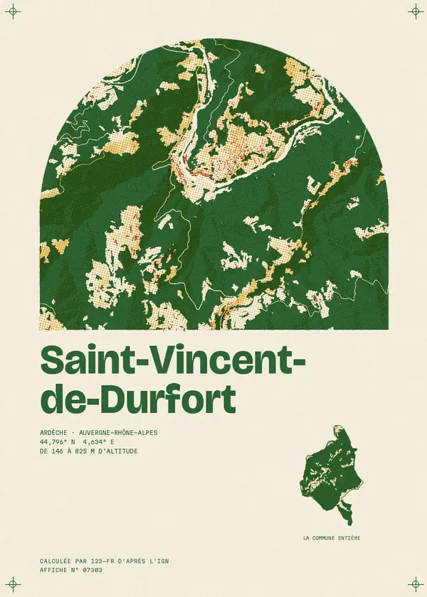 Affiche de Saint-Vincent-de-Durfort, calculée par 123-fr d'après l'IGN
