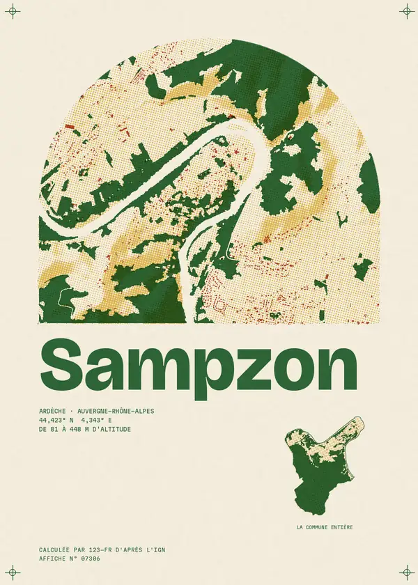 Affiche de Sampzon, calculée par 123-fr d'après l'IGN