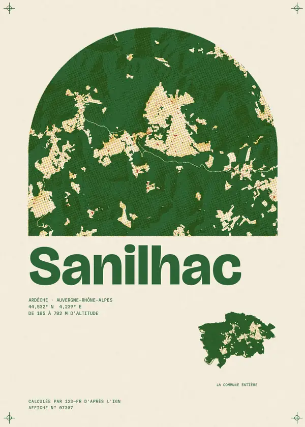 Affiche de Sanilhac, calculée par 123-fr d'après l'IGN