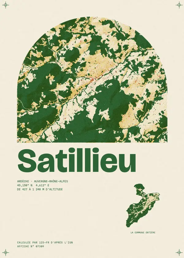Affiche de Satillieu, calculée par 123-fr d'après l'IGN