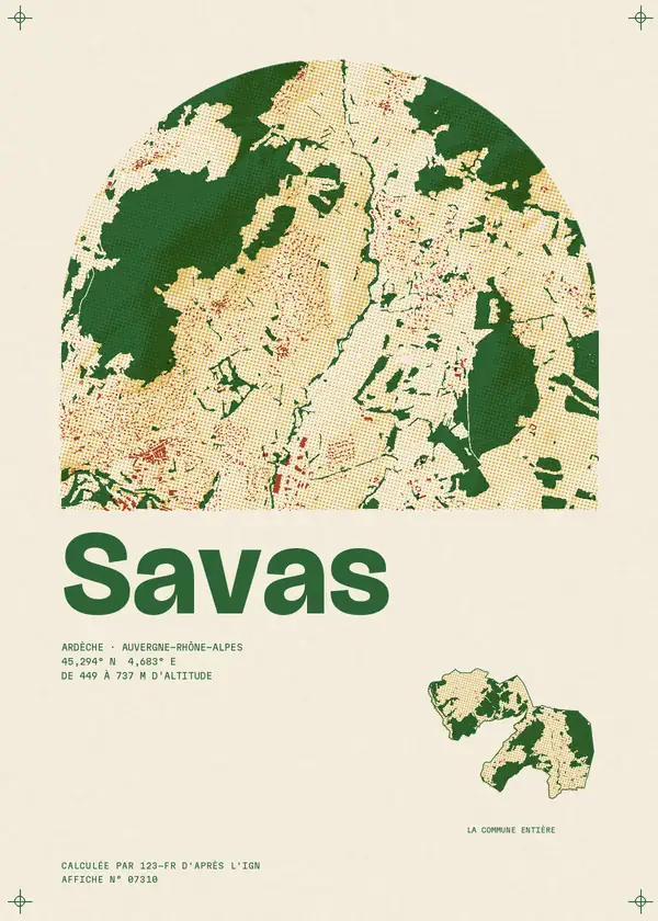 Affiche de Savas, calculée par 123-fr d'après l'IGN