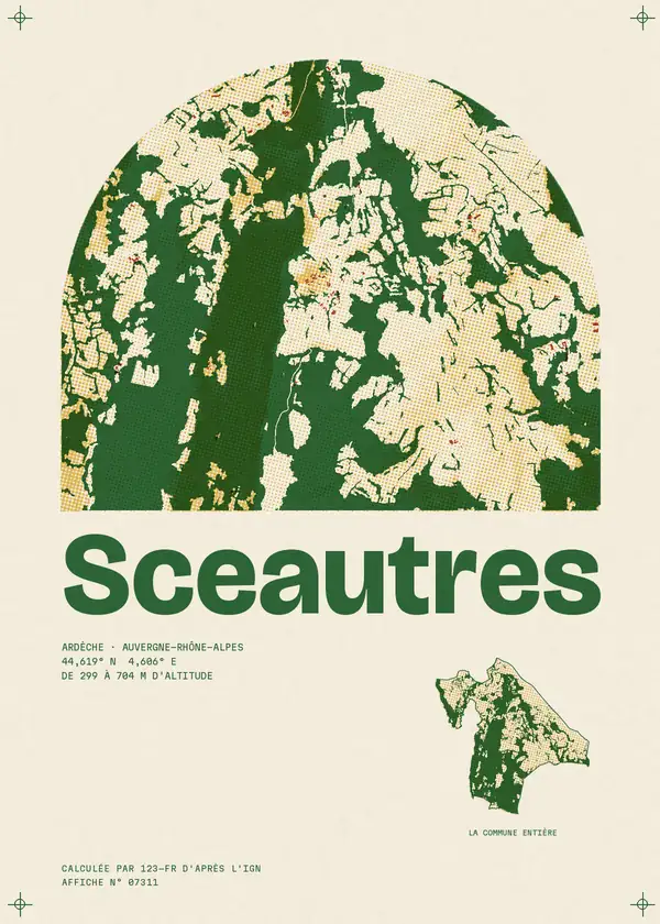 Affiche de Sceautres, calculée par 123-fr d'après l'IGN