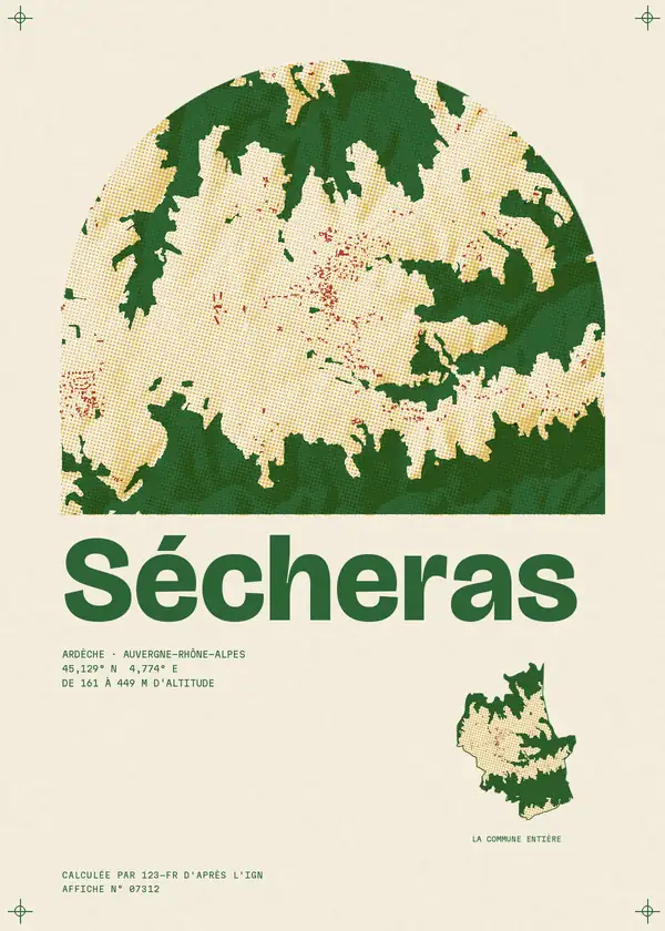 Affiche de Sécheras, calculée par 123-fr d'après l'IGN