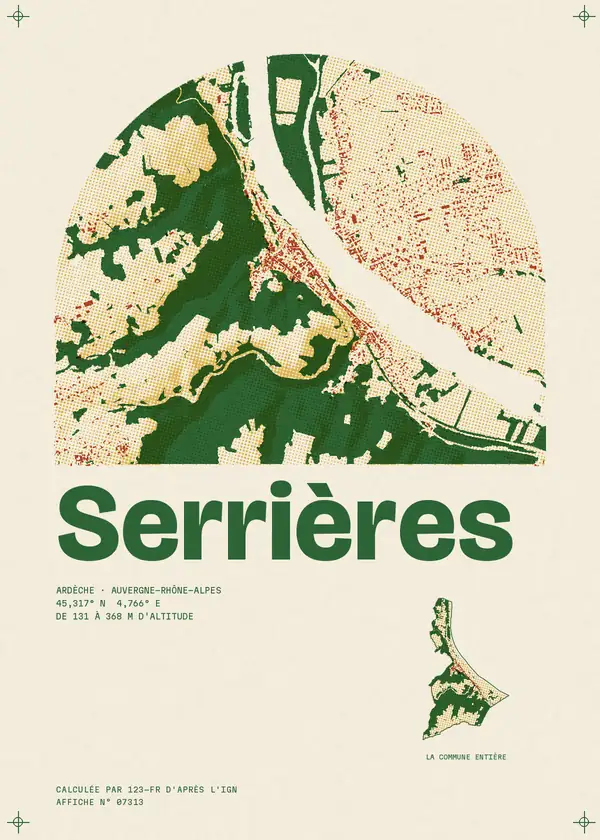 Affiche de Serrières, calculée par 123-fr d'après l'IGN
